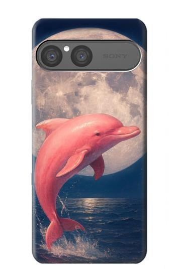 S4045 Nuit de lune de dauphin Etui Coque Housse pour Sony Xperia 10 VII