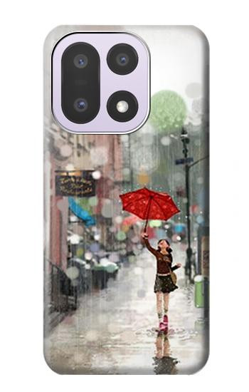 S0108 Fille sous la pluie Etui Coque Housse pour OnePlus 15