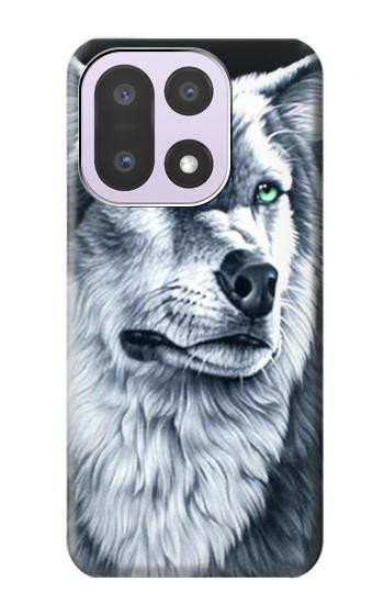 S0123 Loup blanc Etui Coque Housse pour OnePlus 15