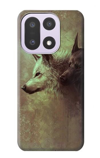 S0931 Loup Blanc Noir Etui Coque Housse pour OnePlus 15