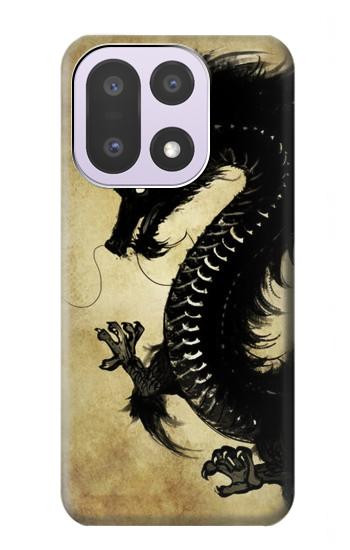 S1482 Peinture Noir dragon Etui Coque Housse pour OnePlus 15