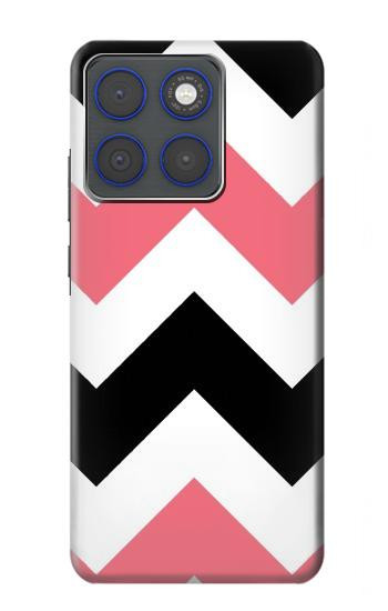 S1849 Rose Noir Chevron Zigzag Etui Coque Housse pour Motorola Edge 70