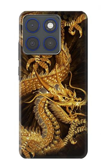S2804 Dragon d'or imprimé chinois Etui Coque Housse pour Motorola Edge 70