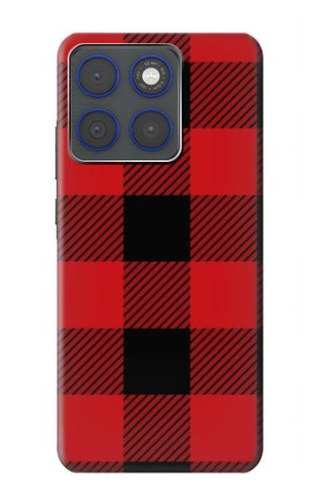 S2931 Rouge Buffle motif de vérification Etui Coque Housse pour Motorola Edge 70