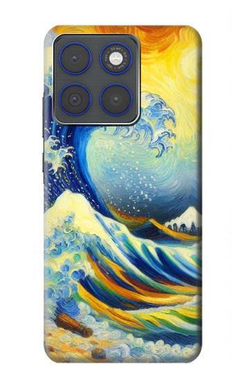 S4005 Peinture à l'huile Grandes vagues Etui Coque Housse pour Motorola Edge 70