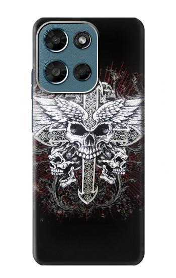 S1434 Crâne Tatouage Motard Aile Etui Coque Housse pour Motorola Moto G (2026), G Play (2026)