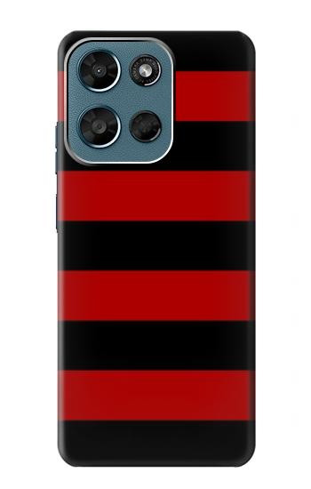 S2638 Noir et Rouge rayé Etui Coque Housse pour Motorola Moto G (2026), G Play (2026)