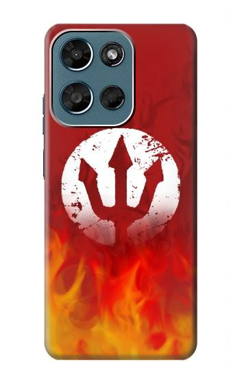 S2803 Feu Rouge Diable Lance Symbole Etui Coque Housse pour Motorola Moto G (2026), G Play (2026)