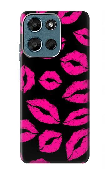 S2933 Bisous Rose Lips sur Noir Etui Coque Housse pour Motorola Moto G (2026), G Play (2026)
