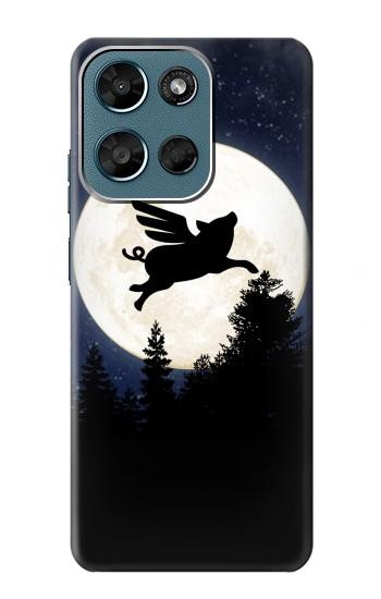 S3289 Cochon Volant Pleine Lune Nuit Etui Coque Housse pour Motorola Moto G (2026), G Play (2026)