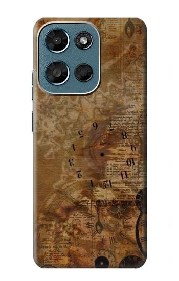 S3456 Papier Steampunk Horloge millésimé Etui Coque Housse pour Motorola Moto G (2026), G Play (2026)