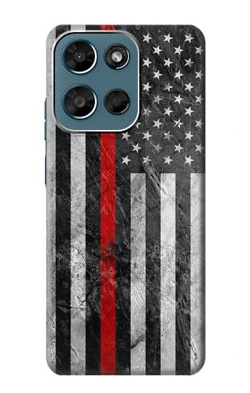 S3687 Drapeau américain de pompier mince ligne rouge Etui Coque Housse pour Motorola Moto G (2026), G Play (2026)