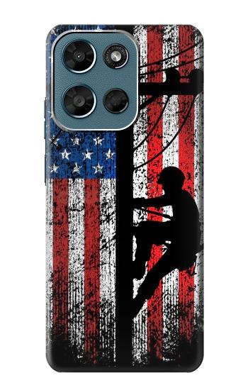 S3803 Électricien monteur de lignes drapeau américain Etui Coque Housse pour Motorola Moto G (2026), G Play (2026)