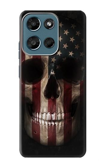 S3850 Crâne de drapeau américain Etui Coque Housse pour Motorola Moto G (2026), G Play (2026)