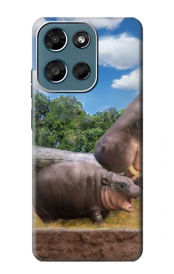 S4031 Bébé hippopotame Famille d'hippopotames Etui Coque Housse pour Motorola Moto G (2026), G Play (2026)