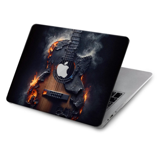 S3972 Graphique de guitare acoustique brûlée Etui Coque Housse pour MacBook Pro 14 M1-M5 A2442,A2779,A2992,A2918,A3112,A3185,A3401,A3434,A3112