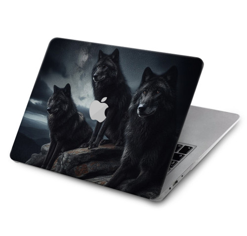S3970 Pleine lune du loup noir Etui Coque Housse pour MacBook Pro 16 M1,M2,M3,M4 (2021,2024) - A3403, A3186, A2991, A2780, A2485