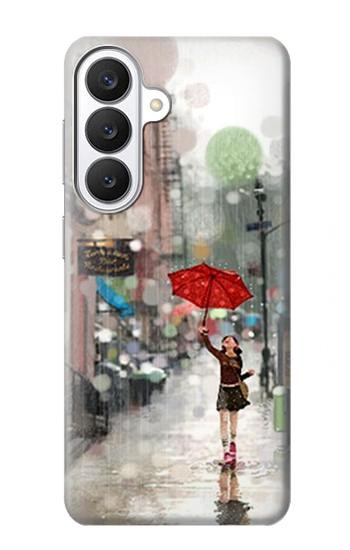 S0108 Fille sous la pluie Etui Coque Housse pour Samsung Galaxy S26