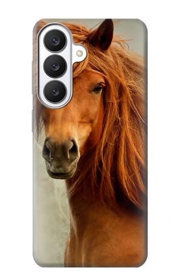 S1595 Beau cheval marron Etui Coque Housse pour Samsung Galaxy S26