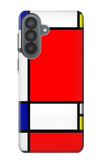S0157 Composition Rouge Bleu Jaune Etui Coque Housse pour Samsung Galaxy A37