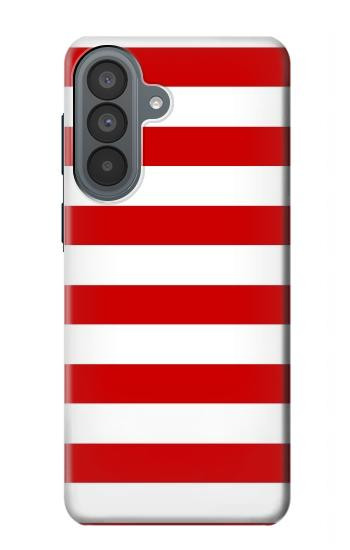 S2364 Rouge et blanc rayé Etui Coque Housse pour Samsung Galaxy A37