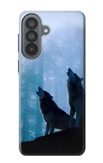 S4053 Couple de deux loups hurlant dans la forêt Etui Coque Housse pour Samsung Galaxy A37