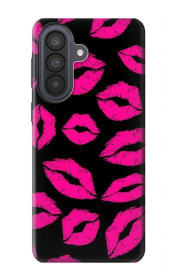 S2933 Bisous Rose Lips sur Noir Etui Coque Housse pour Samsung Galaxy A57