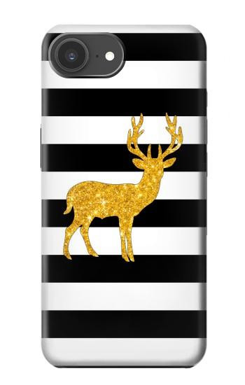 S2794 Noir et blanc rayé cerf d'or Sparkles Etui Coque Housse pour iPhone 17e