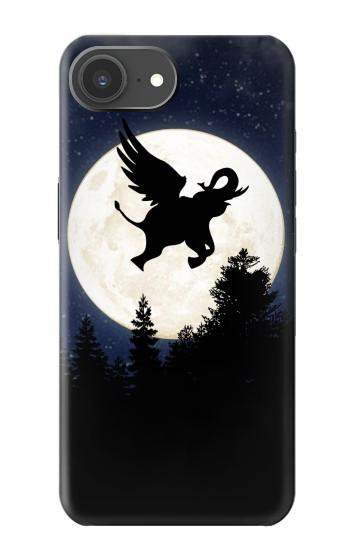S3323 Voler l'Eléphant Nuit de pleine lune Etui Coque Housse pour iPhone 17e