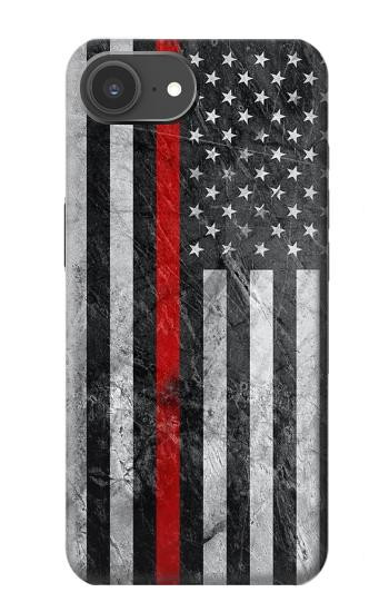 S3687 Drapeau américain de pompier mince ligne rouge Etui Coque Housse pour iPhone 17e
