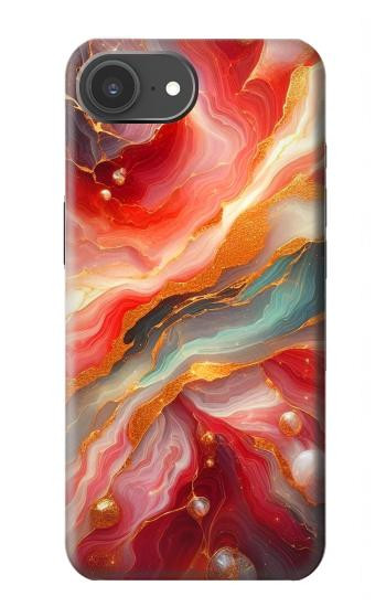 S4012 Veines dorées en marbre rouge Etui Coque Housse pour iPhone 17e