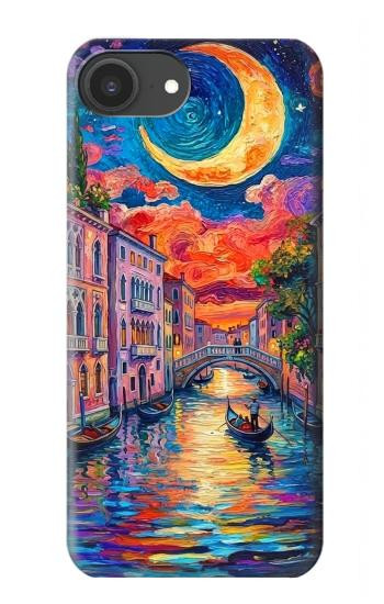 S4083 Venise Colorée au Clair de Lune Etui Coque Housse pour iPhone 16e, 17e
