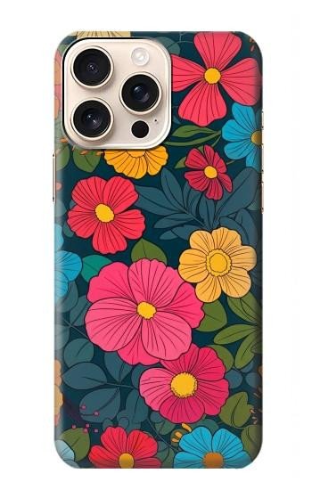 S4105 Motif Floral Coloré Etui Coque Housse pour iPhone 16 pro max