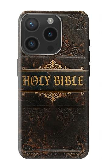 S4109 Couverture de Bible Ancienne Etui Coque Housse pour iPhone 15 Pro