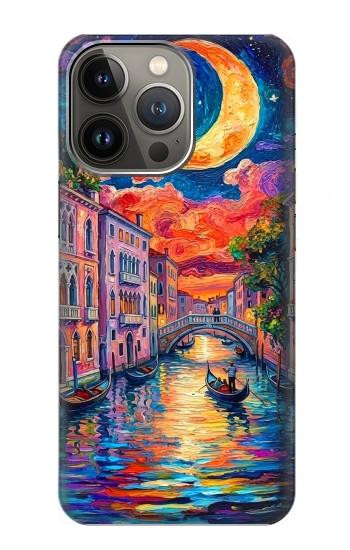 S4083 Venise Colorée au Clair de Lune Etui Coque Housse pour iPhone 13