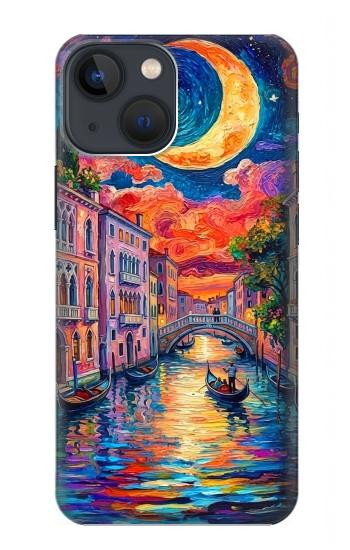 S4083 Venise Colorée au Clair de Lune Etui Coque Housse pour iPhone 13 mini