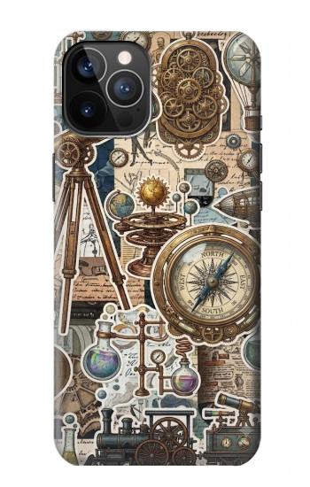 S4100 Collage Scientifique Vintage Etui Coque Housse pour iPhone 12, iPhone 12 Pro