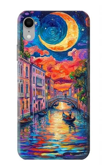 S4083 Venise Colorée au Clair de Lune Etui Coque Housse pour iPhone XR
