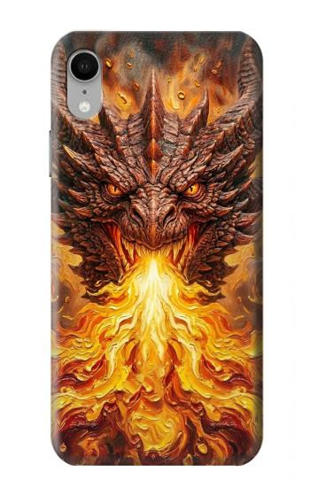 S4090 Dragon de Feu Fantastique Etui Coque Housse pour iPhone XR