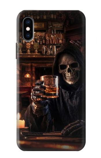S4102 Art Taverne au Crâne Vintage Etui Coque Housse pour iPhone X, iPhone XS