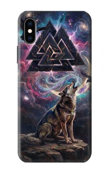 S4110 Loup et Symbole Ancien Etui Coque Housse pour iPhone X, iPhone XS