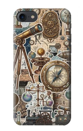 S4100 Collage Scientifique Vintage Etui Coque Housse pour iPhone 7, iPhone 8, iPhone SE (2020) (2022)