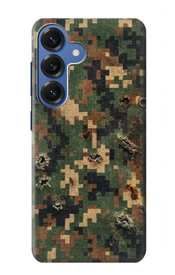 S4091 Motif Camouflage Numérique Vert Etui Coque Housse pour Samsung Galaxy S25
