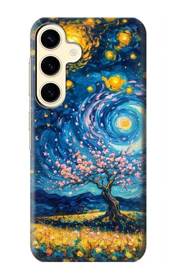 S4081 Art Galaxie Nocturne Etui Coque Housse pour Samsung Galaxy S24