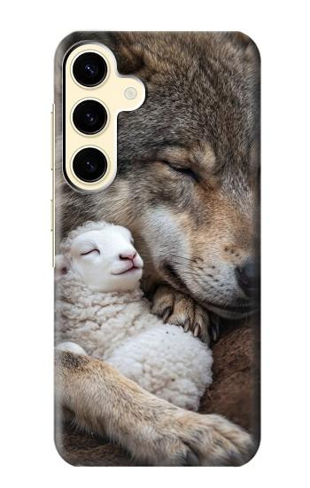 S4089 Loup et Agneau Amicaux Etui Coque Housse pour Samsung Galaxy S24