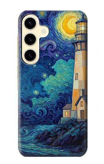 S4092 Phare au Clair de Lune Etui Coque Housse pour Samsung Galaxy S24