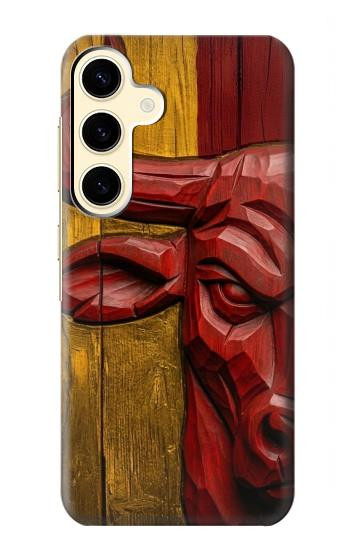 S4098 Art Taureau Espagnol Sculpté Etui Coque Housse pour Samsung Galaxy S24