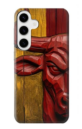 S4098 Art Taureau Espagnol Sculpté Etui Coque Housse pour Samsung Galaxy S24 Plus
