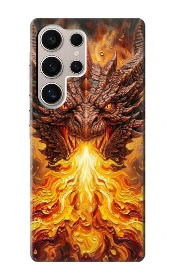 S4090 Dragon de Feu Fantastique Etui Coque Housse pour Samsung Galaxy S24 Ultra