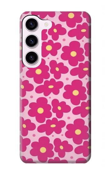S4097 Motif Floral Rose Etui Coque Housse pour Samsung Galaxy S23
